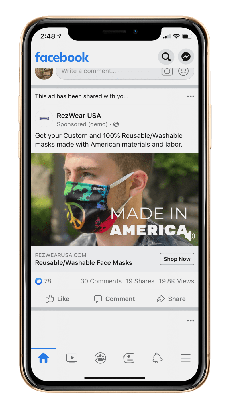 Facebook Digital Ad Campaign on iPhone